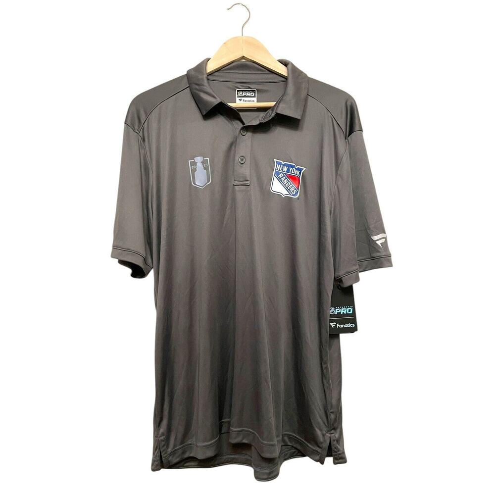 New York Rangers NHL Authentic Pro Fanatics Polo Shirt Men Size Large Gray New‎